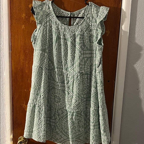 Crystal Doll Eyelet Lace Mini Dress - Light Green - Picture 1 of 1